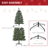 5FT Prelit Artificial Pencil Christmas Tree Warm White LED Red Berry Green - Image 8