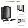 3 Panels Dog Gate w/ Support Feet Fence Safety Barrier Freestanding Wood Black - Image 8
