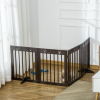 Freestanding Pet Gate 4 Panel Folding Wooden Dog Barrier w/ Support Feet - Image 8