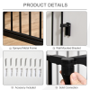 Pet Gate 5-Panel Dog Playpen for Indoor Stair Barrier W/ Walk Through Door Black - Image 8