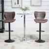 Set of 2 Adjustable Height Swivel Bar Chairs in PU Leather with Backrest Brown - Image 8
