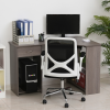 L-Shaped Corner Computer Desk & 2-Tier Side Shelves Wide Table Top Grey - Image 8