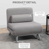 Linen Upholstered Elevated Single Sofa Bed Grey - Image 8