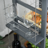 Kitchen Island Trolley w/ 4 Baskets 2 Side Racks Drawer Dark Grey - Image 8