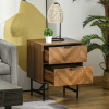Side Cabinetwith 2 Storage Drawer Unit Herringbone Pattern, Walnut Brown - Image 8