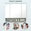 kleankin Bathroom Mirror Cabinet, Wall Mounted 3 Doors and Cupboards, Grey - Image 8