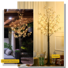HOMCOM 6ft Artificial Tree with Warm White LED Lights, Baby Breath Flowers - Image 8