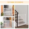 Pressure Fit Safety Gate for Stairs w/ Auto Close 75-82 cm - White Pawhut - Image 8