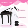 37 Key Musical Mini Piano Electrionic Keyboard Microphone Stool Black - Image 8