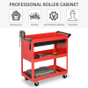 3-tier Tool Trolley Cart Roller Cabinet Storage Box Lockable Casters Red - Image 8