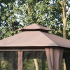 Hexagon Gazebo Patio Party Tent Outdoor Garden Shelter 2 Tier Roof & Side Panel - Image 8