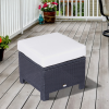 Rattan Footstool Wicker Ottoman with Padded Seat Cushion Furniture 50x50x35 cm - Image 8