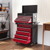 HOMCOM Rolling Tool Chest Lockable Roller Cabinet with with 14 Drawers Red - Image 8