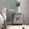 HOMCOM Nightstand with Sliding Doors and Metal Legs for Bedroom Grey - Image 8