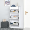 Shoe Cabinet 4 Drawers Storage with Flip Doors Shelves for 18 Pairs White - Image 8