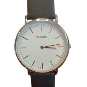 Sekonda Mens Basic White Dial Black Leather strap Watch 1342