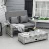 2 Seater Garden Rattan Sofa Sun Lounger Daybed Fire Retardant Sponge - Image 3