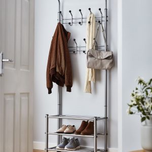 Multi Purpose Stand 18 Hooks For Clothes Shoes Hats Bags - Grey