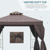 3x3 m Gazebo W/Side Panel-Brown - Image 6