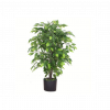 90cm Artificial Ficus Tree / Plant - Gold Metal Planter - Image 5