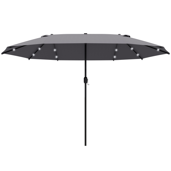 Garden Parasol 4.4m Double-Sided Sun Umbrella Patio Sun Shade LED Solar Light