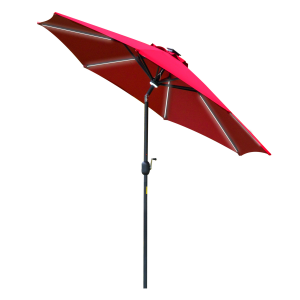 2.7m Garden Parasol Sun Umbrella Patio Summer Shelter w/ LED Solar Light