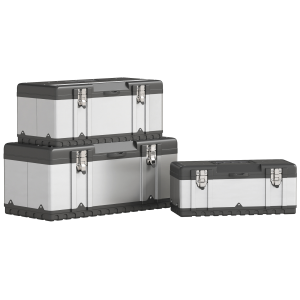 HOMCOM 3 Pieces Tool Case Set, 23" 19" 16" Stainless Steel Tool Boxes