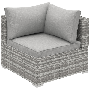 PE Rattan Wicker Corner Sofa Garden Furniture Single Sofa Chair w/ Cushions