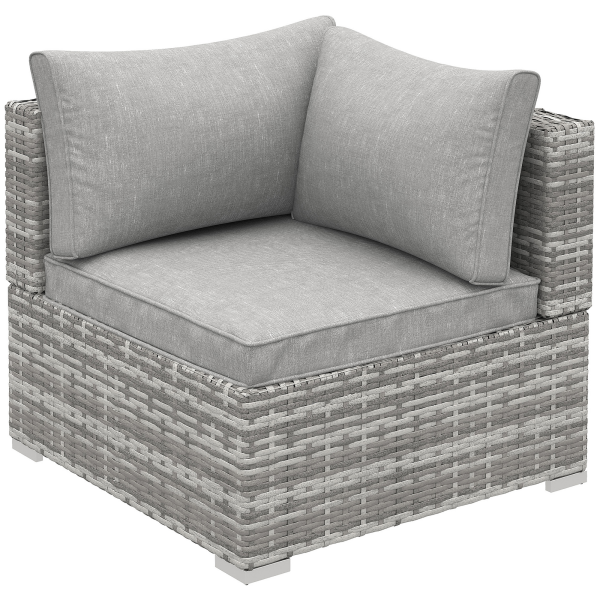 PE Rattan Wicker Corner Sofa Garden Furniture Single Sofa Chair w/ Cushions