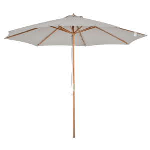 10'x8.2'H Bamboo Wooden Round Market Patio Sun Umbrella Parasol Sunshade Canopy