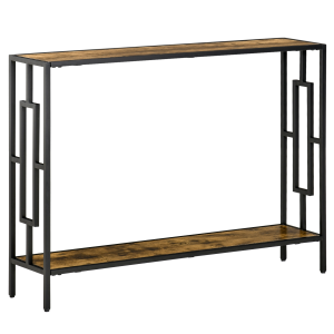 Industrial Console Table Desk with Metal Frame Rustic Brown Black