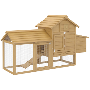 Small Chicken Coop Hen Cage Nesting Box Outdoor Run Wood Color 150.5 x 54 x 87cm