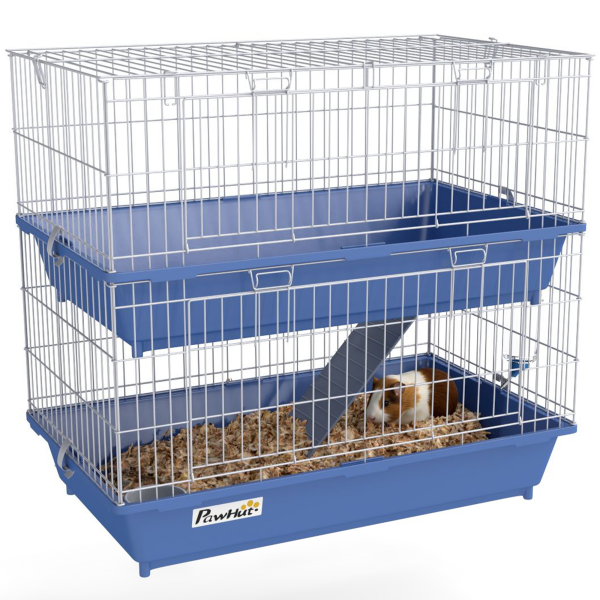 2-Tier Small Animal Cage for Rabbit Ferret Chinchilla w/ Accessories Ramp