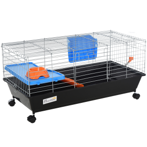89cm Small Animal Home Cage for Rabbit Ferret Chinchilla w/ Wheels Black