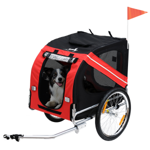 Pet Bicycle Trailer Dog Cat Bike Carrier Water Resistant W/ Hitch Coupler Red