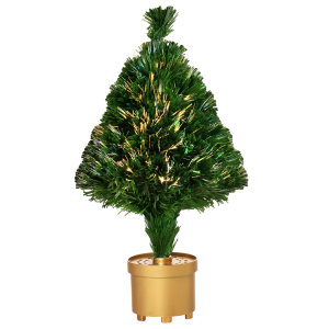 2FT Prelit Artificial Christmas Tree Fiber LED Table Deco Multi-Color Green