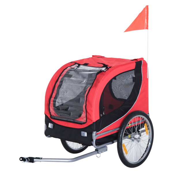 Dog Bike Trailer Pet Cat Carrier for Small Medium Puppy Travel Black and Red
