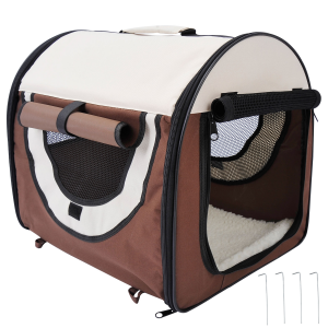 Folding Fabric Soft Pet Crate Dog Cat Travel Carrier Cage Kennel House Brown