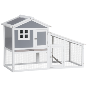 Two-Tier Rabbit Hutch Guinea Pig Cage w/ Sunlight Panel, roof, Slide-Out Tray