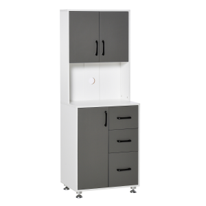 Kitchen Buffet 2 Cabinets, 3 Drawers Countertop, 60x40x150cm, Grey White