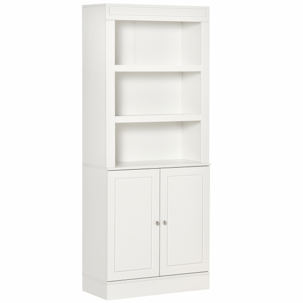 Kitchen Cupboard with 6-tier Shelving, Sideboard Double-door , White