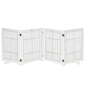 Freestanding Folding Pet Gate 4 Panels Dog Puppy Barrier with Support Feet