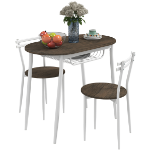 3pc Dining Table and Chairs Set, Oval Kitchen Table with 2 Chairs, Natural