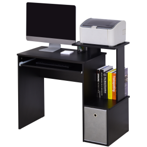 Computer Desk with Sliding Keyboard Tray Storage Drawer Shelf Black