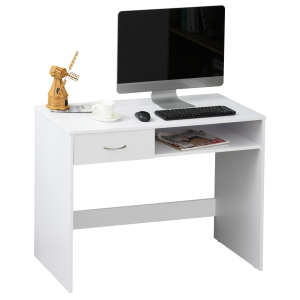 Modern Computer w/ Shelf Drawer Standing Writing Station White