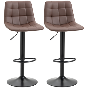 Set of 2, Adjustable Stools Swivel and Footrest for Home Pub Area, Brown