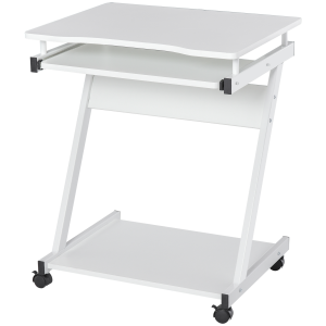 Computer Desk with 4 Moving Wheels Sliding Keyboard Tray White