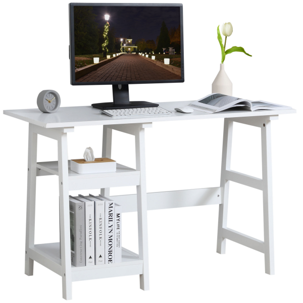 Computer Desk with Storage with Bookshelf PC Table Workstation White