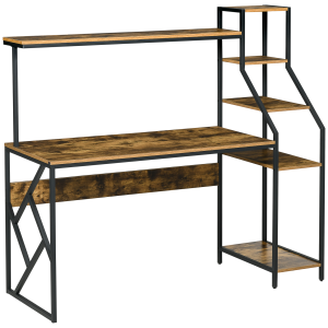 Computer Desk 6 Tier Storage Industrial Workstation Rustic