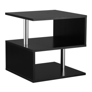 50Lx50Wx50H cm Wooden Side S Shape Cube Coffee Console Table 2-Tier Black